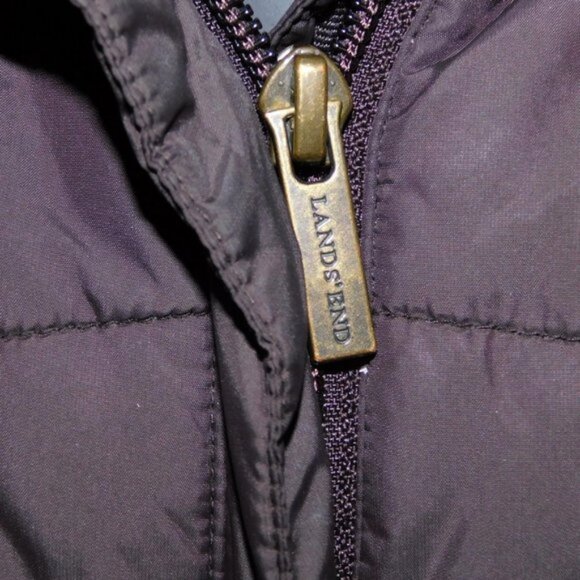 LL Bean Womens M 10 - 12 Brown Pink water resistant Puffer Jacket Full Zip - Picture 4 of 9